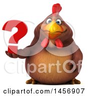 Clipart Graphic Of A 3d Chubby Brown Chicken Holding A Question Mark On A White Background Royalty Free Illustration by Julos