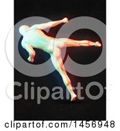 Poster, Art Print Of 3d Medical Male Figure Kicking With Dual Color Effect Over Black