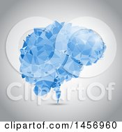 Poster, Art Print Of Blue Geometric Low Poly Brain Made With Connected Dots On A Shaded Background