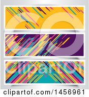 Clipart Of Website Banners Or Headers Made Of Colorful Lines With White Borders On A Gray Background Royalty Free Vector Illustration
