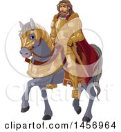 Poster, Art Print Of Man King Arthur On A Gray Horse