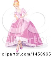 Beautiful Princess Cinderella In A Pink Ball Gown And Slippers
