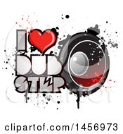 Poster, Art Print Of Heart In An I Lopve Dubstep Design With A Music Speaker And Splatters