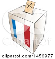 Ballot In The Slot Of A French Flag Election Voting Box