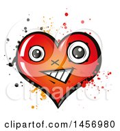 Poster, Art Print Of Cartoon Happy Heart Character With Splatters