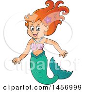 Poster, Art Print Of Cartoon Red Haired Mermaid
