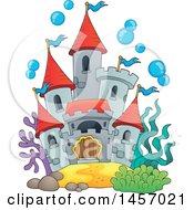 Poster, Art Print Of Castle Under The Sea Or In A Fish Tank With Bubbles