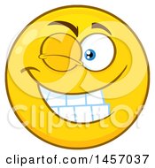 Clipart Of A Cartoon Winking Yellow Emoji Smiley Face Royalty Free Vector Illustration