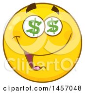 Poster, Art Print Of Cartoon Yellow Emoji Smiley Face With Dollar Sign Eyes
