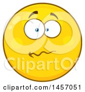 Clipart Of A Cartoon Worried Yellow Emoji Smiley Face Royalty Free Vector Illustration by Hit Toon