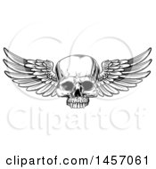 Poster, Art Print Of Black And White Woodcut Etched Or Engraved Winged Human Skull