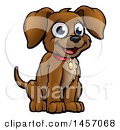 Poster, Art Print Of Cartoon Happy Sitting Puppy
