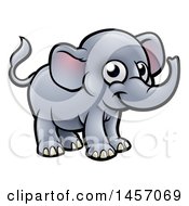 Clipart Of A Cartoon Happy Elephant Royalty Free Vector Illustration