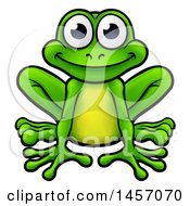 Poster, Art Print Of Cartoon Happy Green Frog Sitting