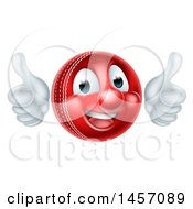 3d Cricket Ball Mascot Character Giving Two Thumbs Up
