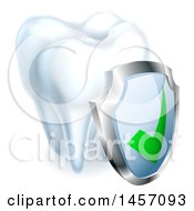 Clipart Of A 3d Tooth And Protective Dental Shield Royalty Free Vector Illustration