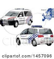 Poster, Art Print Of Belgian Police Car Shown From The Rear And Front