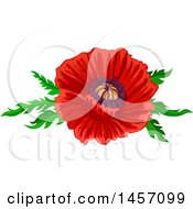 Clipart Of A Red Poppy Flower And Leaves Design Royalty Free Vector Illustration