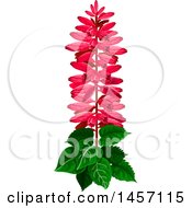Clipart Of A Plant With Red Flowers Royalty Free Vector Illustration