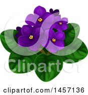 Clipart Of A Plant With Purple Flowers Royalty Free Vector Illustration