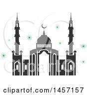 Clipart Of A Ramadan Kareem Design With A Mosque Royalty Free Vector Illustration