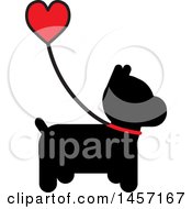 Poster, Art Print Of Black Silhouetted Scottie Dog With A Heart Handled Leash