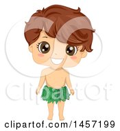 Poster, Art Print Of Happy Boy In An Adam Costume With A Leaf Loincloth