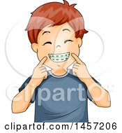 Poster, Art Print Of Happy Red Haired Caucasian Boy Showing His Braces