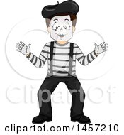 Boy Mime Acting As If He Were Against A Wall