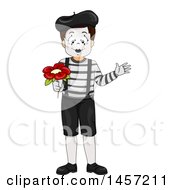 Poster, Art Print Of Boy Mime Holding A Flower