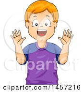 Poster, Art Print Of Happy Red Haired Caucasian Boy Showing His Hands