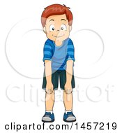 Clipart Of A Happy Red Haired Caucasian Boy Showing His Knees Royalty Free Vector Illustration