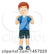 Poster, Art Print Of Happy Red Haired Caucasian Boy Touching His Shoulders
