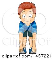 Poster, Art Print Of Happy Red Haired Caucasian Boy Touching His Toes