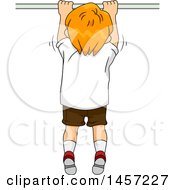 Poster, Art Print Of Rear View Of A Red Haired White Boy Doing Pull Ups