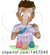Clipart Of A Happy Black Boy Modeling Clay Royalty Free Vector Illustration by BNP Design Studio