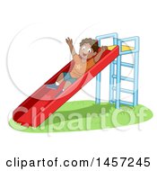 Happy Black Boy Playing On A Slide