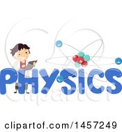 Poster, Art Print Of School Boy In A Lab Coat With An Atom And Physics Text