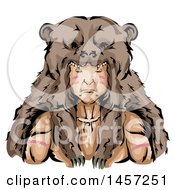 Poster, Art Print Of Native American Indian Hunter Wearing A Bear Skin Headdress