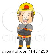 Poster, Art Print Of Cartoon Fireman With Folded Arms