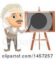 Clipart Of A Caricature Of Albert Einstein Pointing To A Blackboard Royalty Free Vector Illustration by BNP Design Studio