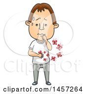 Poster, Art Print Of Cartoon Brunette White Man With Butterflies In His Stomach