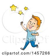 Cartoon Red Haired White Man Reaching For The Stars