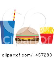 Poster, Art Print Of Fast Food Meal Of A Fountain Soda Cheeseburger And French Fries