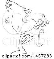 Clipart Of A Black And White Chubby Devil Farting Royalty Free Vector Illustration