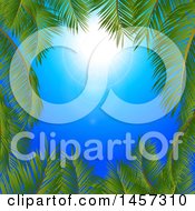 Poster, Art Print Of Sunny Blue Sky With A Border Of Palm Tree Branches