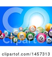 Clipart Of A 3d Blue Sunny Sky With Colorful Bingo Balls Royalty Free Vector Illustration