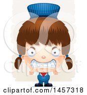 Poster, Art Print Of 3d Mad White Girl Train Engineer Over Strokes