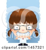 Clipart Of A 3d Mad White Girl Scientist Over Strokes Royalty Free Vector Illustration