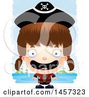 Poster, Art Print Of 3d Happy White Girl Pirate Over Strokes